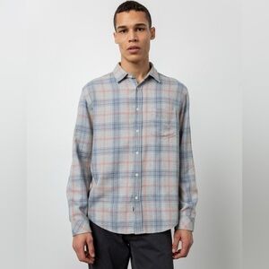 Rails Lennox Cornflower Vermillon Medium Men's Gray Red Plaid long sleeve Shirt